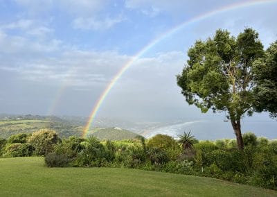 Hilltop Boutique Hotel view and rainbow